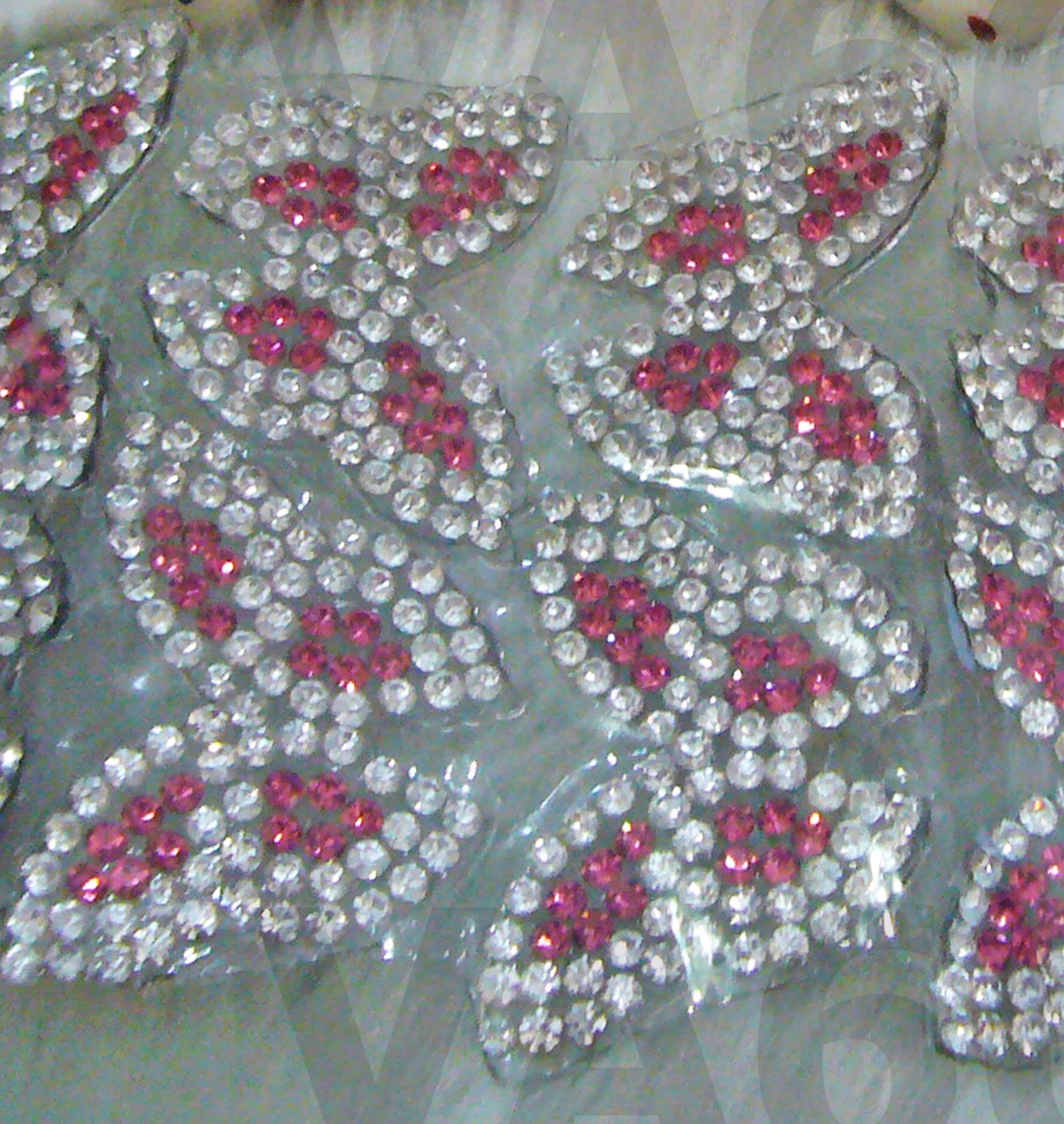 Bling Pink n Clear Crystal Butterfly Diamond Rhinestone Iron On Patch Applique Motif Heat Transfer Decals Stickers Costume Accessory Sewing - image 3