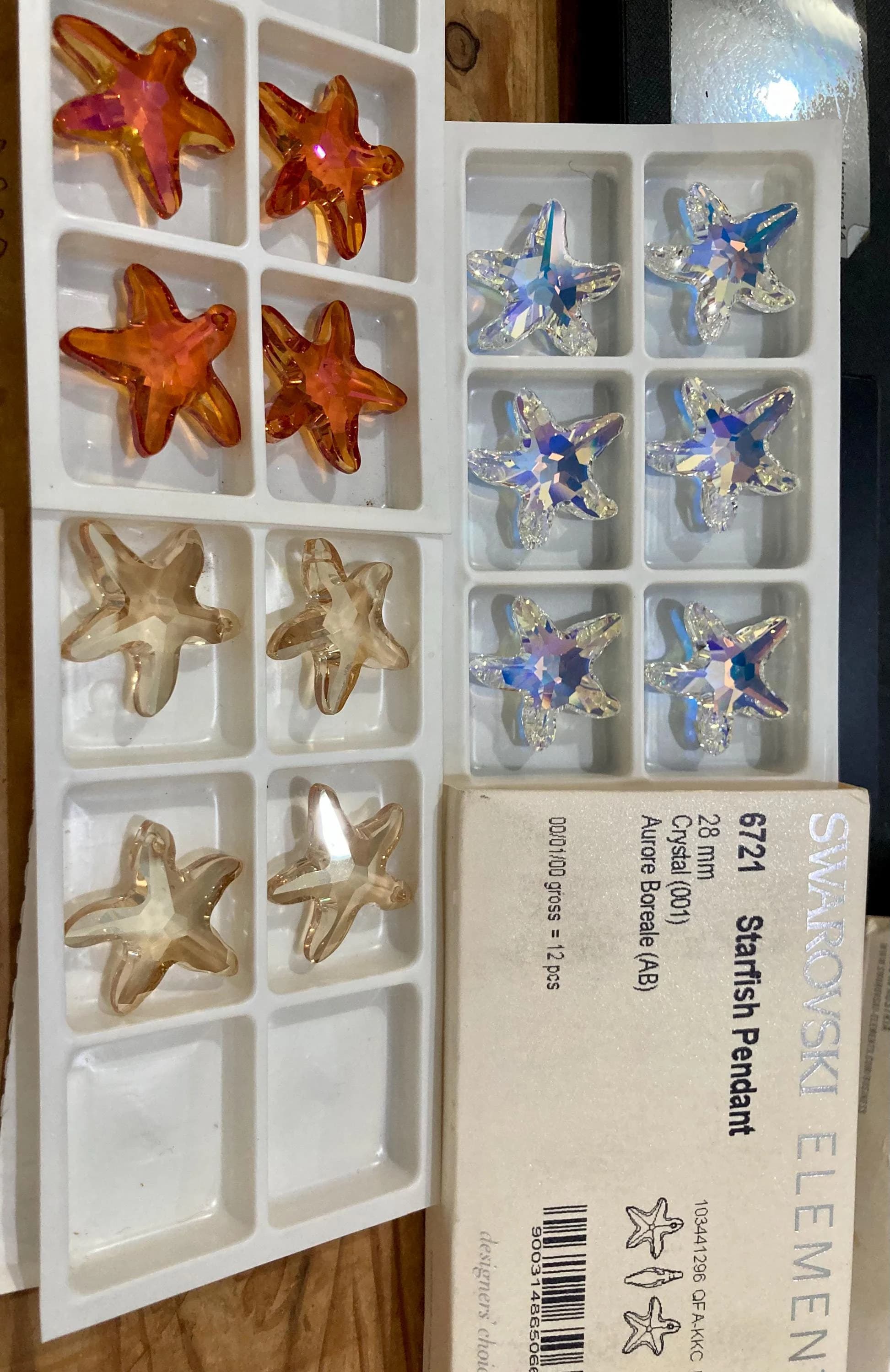 Crystal AB Swarovski 8818 Starfish Big Size 28mm Pendant No Bail Colors Loose Beads Jewelry Making top drill Bermuda Blue Golden Shadow