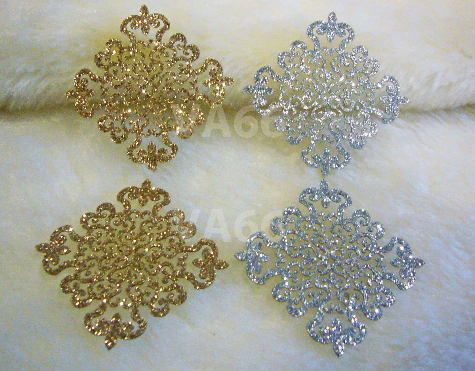 5p Glitter Gold n Silver Iron On Patch Applique Dokoh Filigree Royal Crown Lace Motif Heat Transfer Decals Stickers Embellishment GS012 - image 5