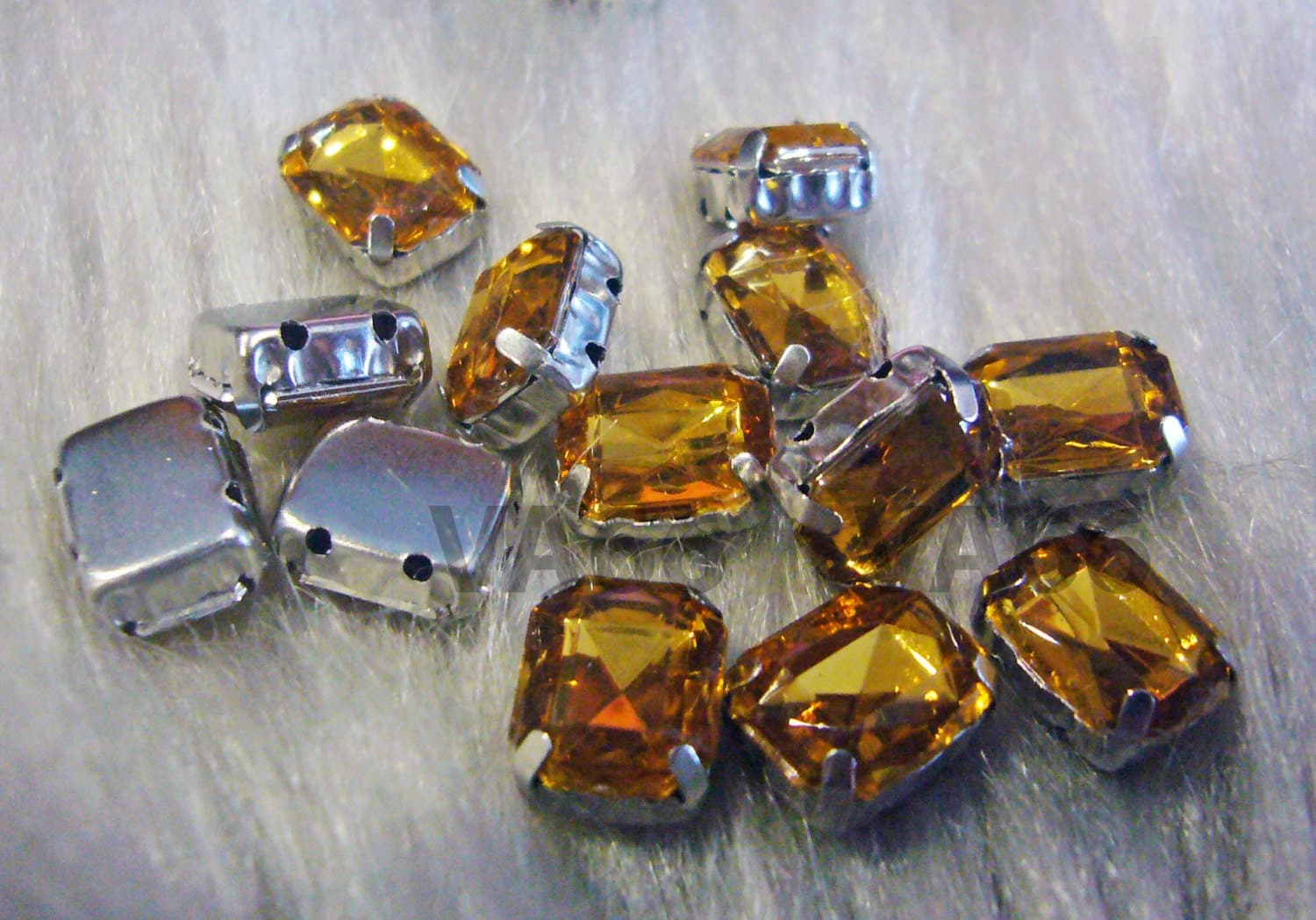 Sew On Rhinestones Crystal Lt Col Topaz DIY  Emerald Princess Cut Rectangle 8mm x 10mm 4 hole Champagne Montee Acrylic Pronged Flat Back - image 4