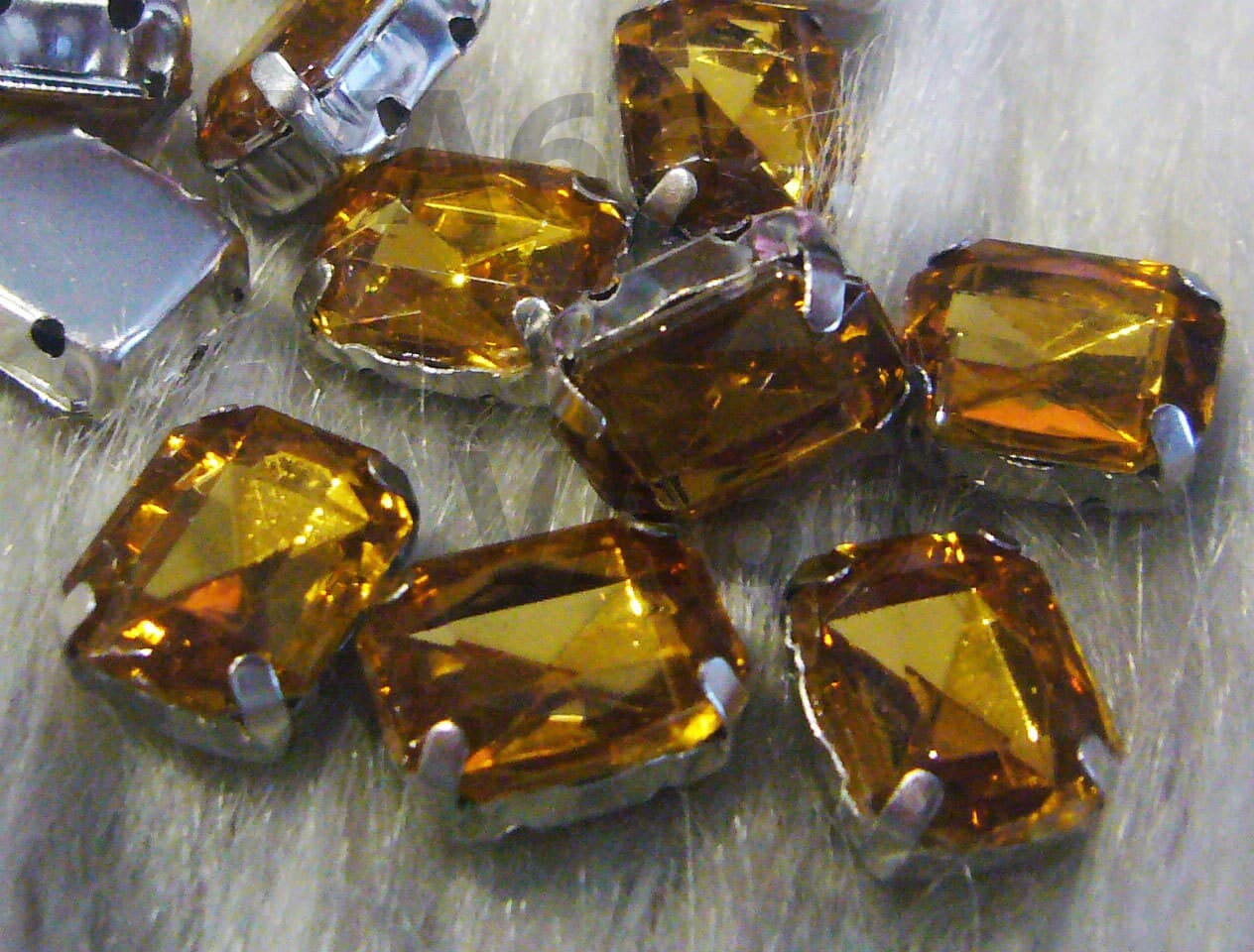 Sew On Rhinestones Crystal Lt Col Topaz DIY  Emerald Princess Cut Rectangle 8mm x 10mm 4 hole Champagne Montee Acrylic Pronged Flat Back - image 3