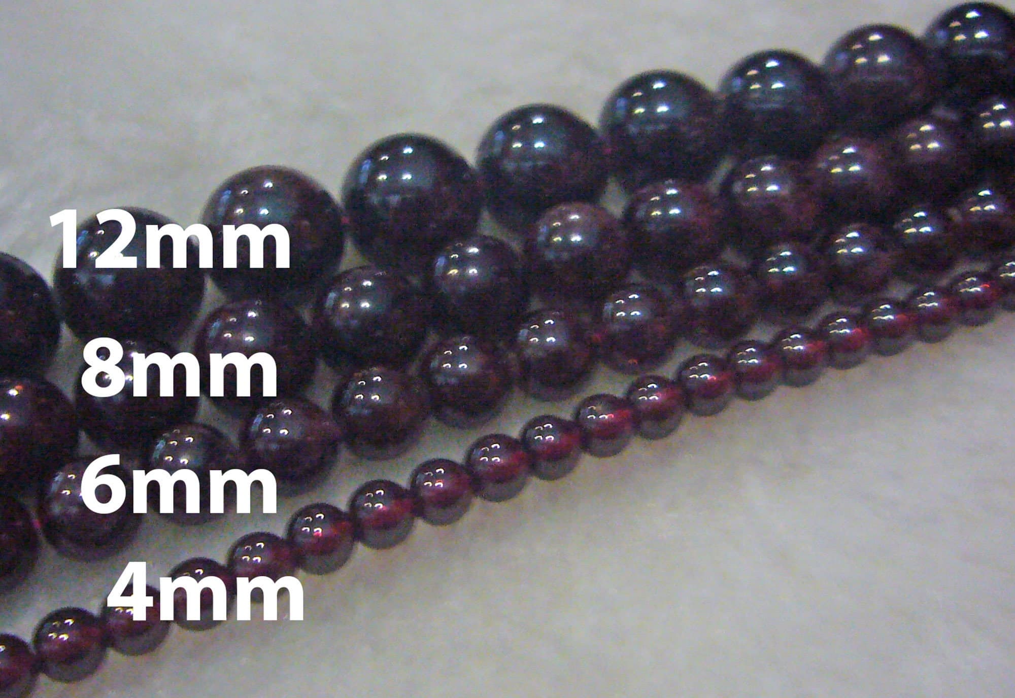 DIY 4mm 6mm 8mm 12mm Garnet Gemstone Round Maroon Gemstones 15" Full Strand Through Hole Loose Beads Jewelry Making, Sewing Craft