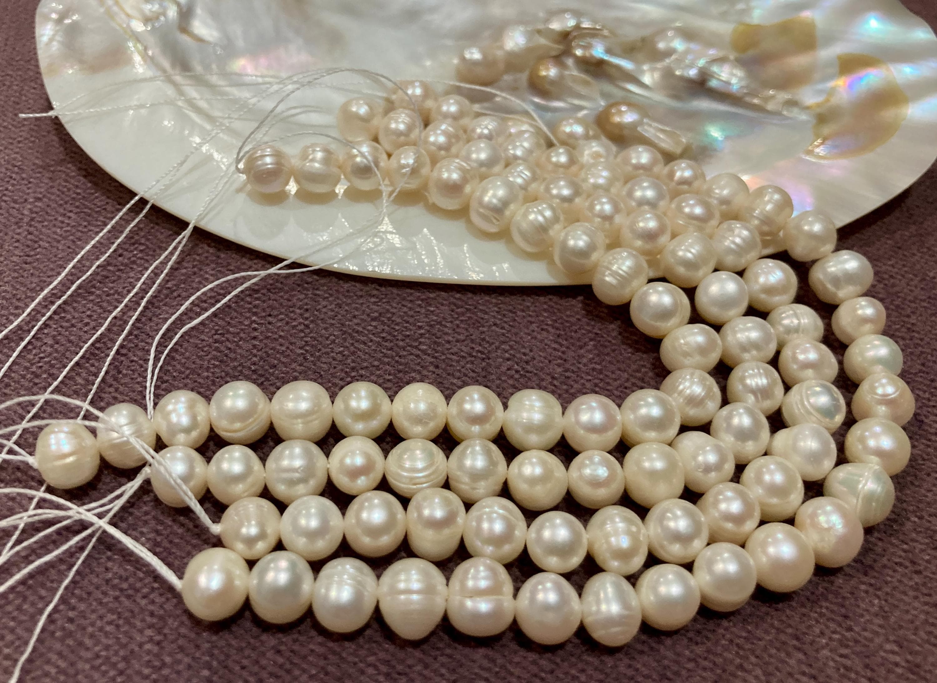 DIY 18cm 7 Inches Fresh Water Pearls Round Pearl Beads White Ivory 8mm 9mm AA Quality Bracelet Earrings Findings Bead INT002 - image 5