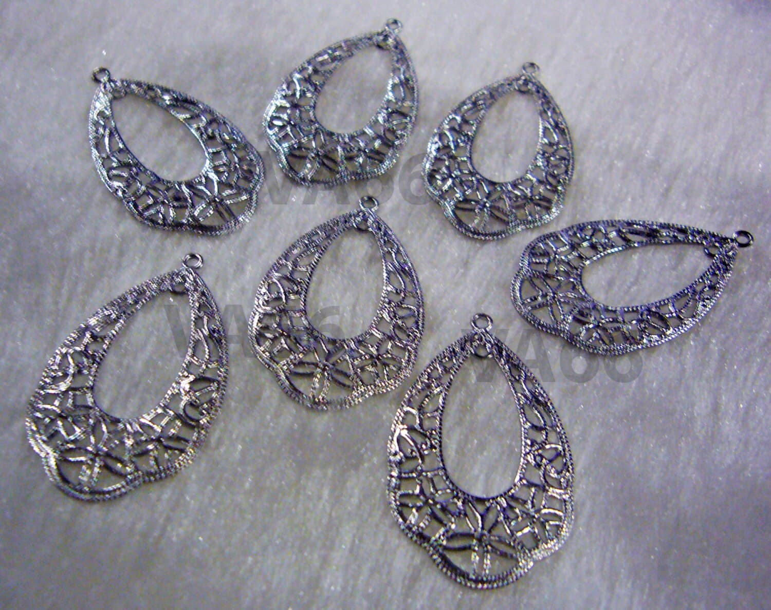 DIY Teardrop Silver Filigree Lace Chandelier Earrings Parts Hoops Loops 12 18mm x 33mm Findings Cutwork Jewelry Making Parts Accessories - image 4