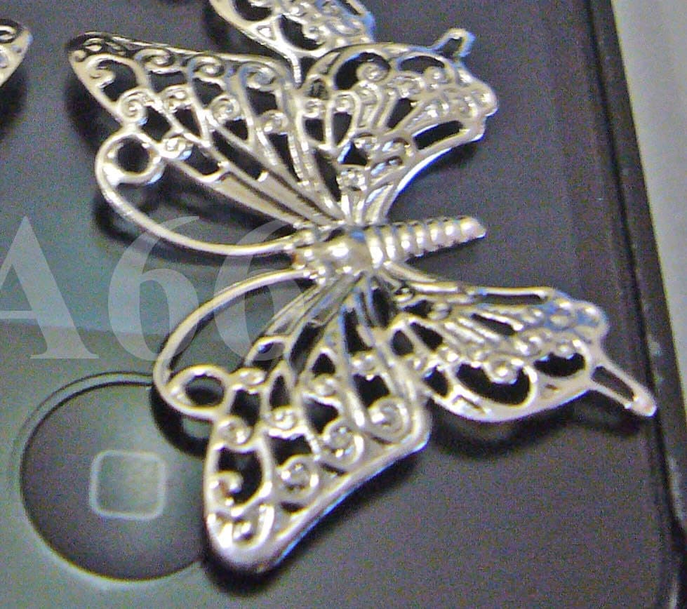 DIY Silver Filigree Lace Butterfly Chanderlier Extension Earrings Necklace Parts 4p Findings Jewelry Making Parts Accessories, Bead Spacers