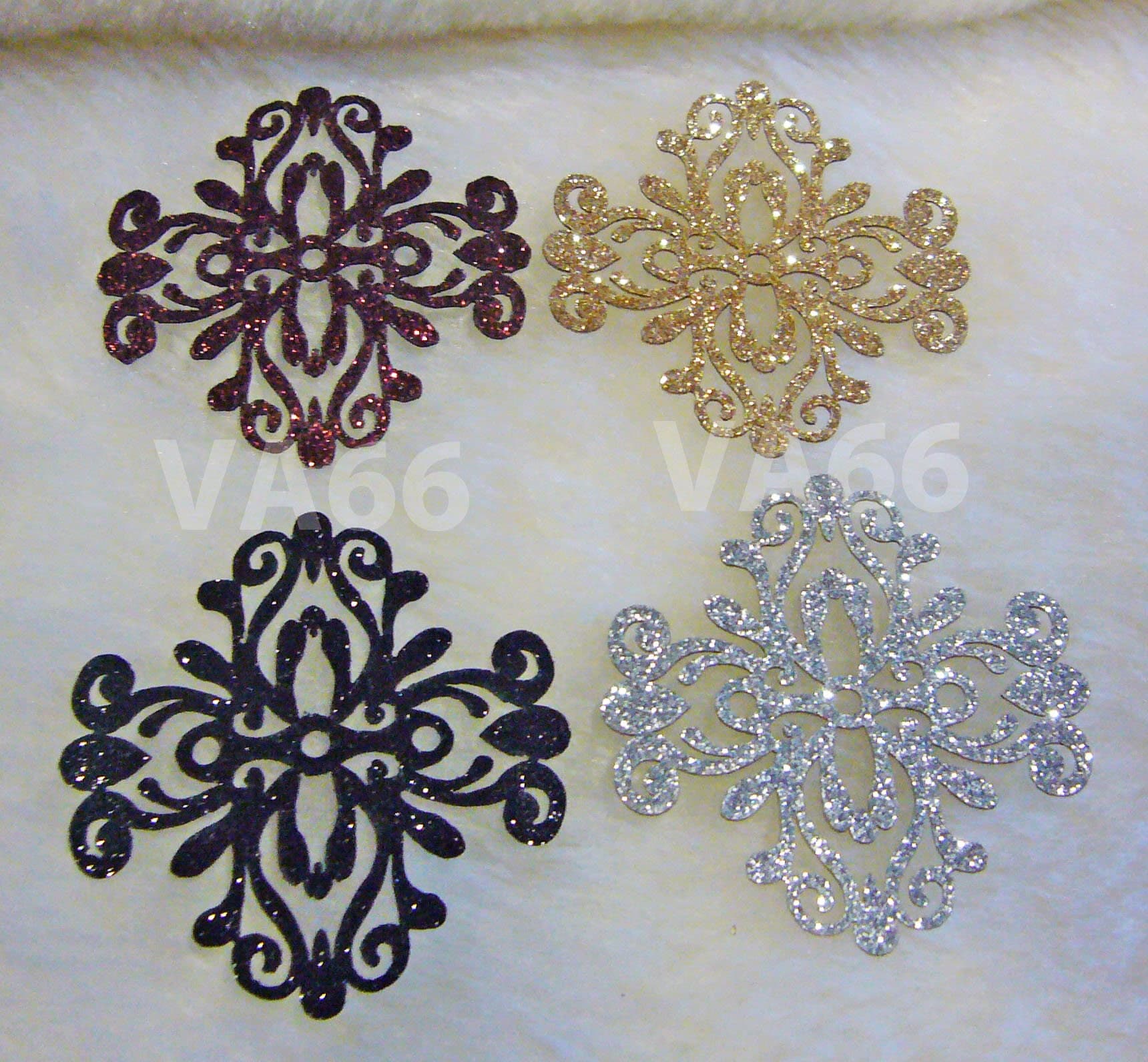 5p Glitter Gold Silver Black Brown Iron On Patch Applique Dokoh Filigree Lace Motif Heat Transfer Decals Stickers Embellishment Sewing GSBB1