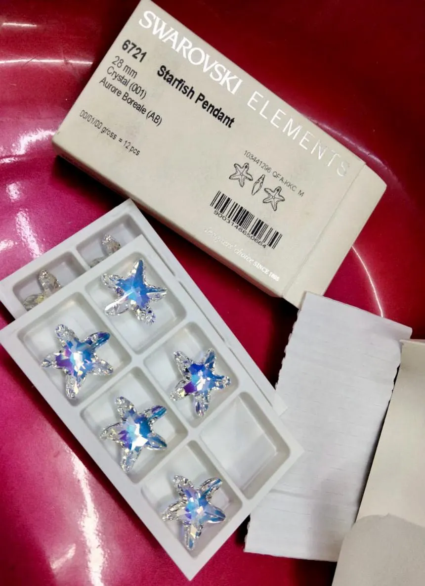 Crystal AB Swarovski 8818 Starfish Big Size 28mm Pendant No Bail Colors Loose Beads Jewelry Making top drill Bermuda Blue Golden Shadow - image 3