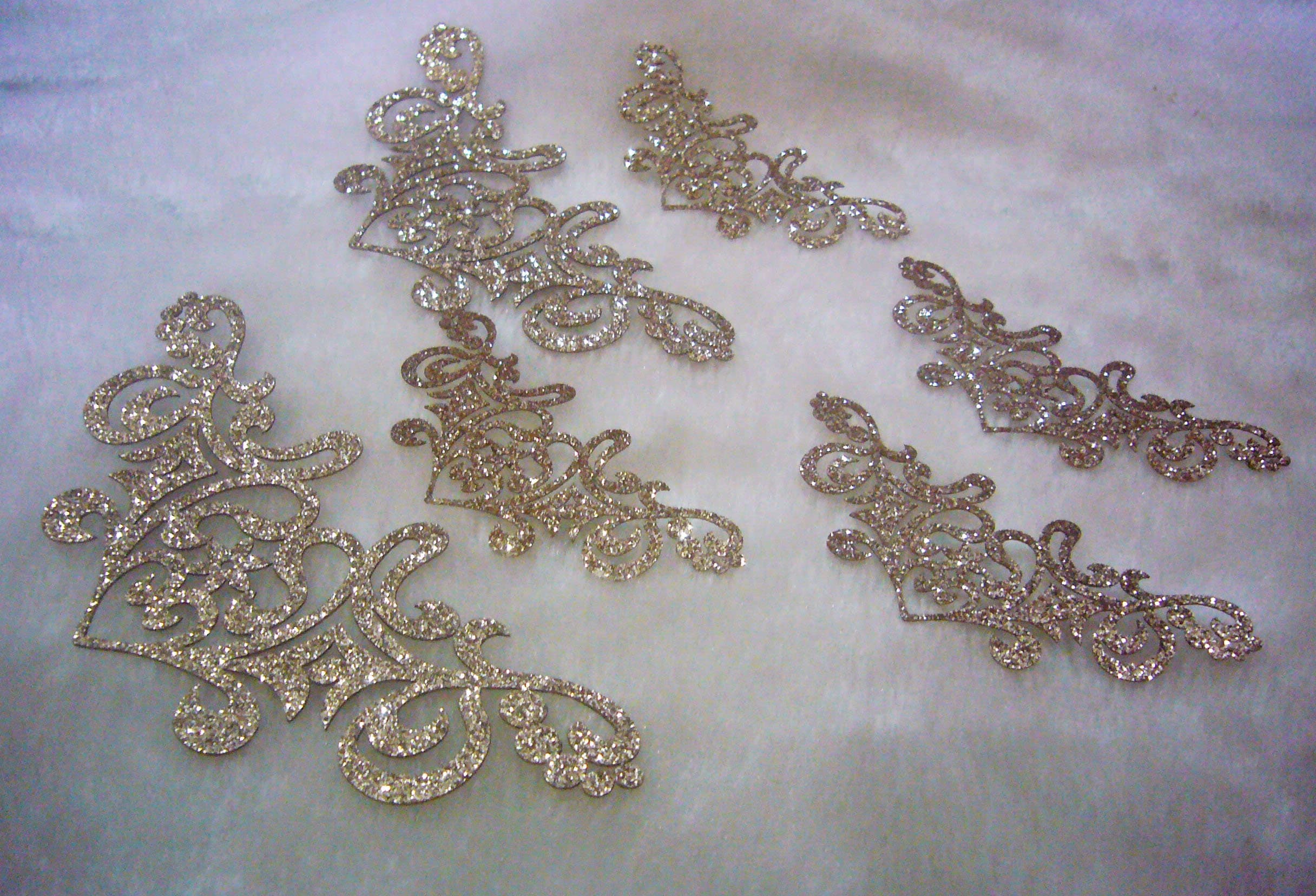 4p Glitter Rose Gold Corner Edge Iron On Patch Applique Dokoh Vintage Look Lace Motif Heat Transfer Decals Stickers Embellishment Sewing - image 5