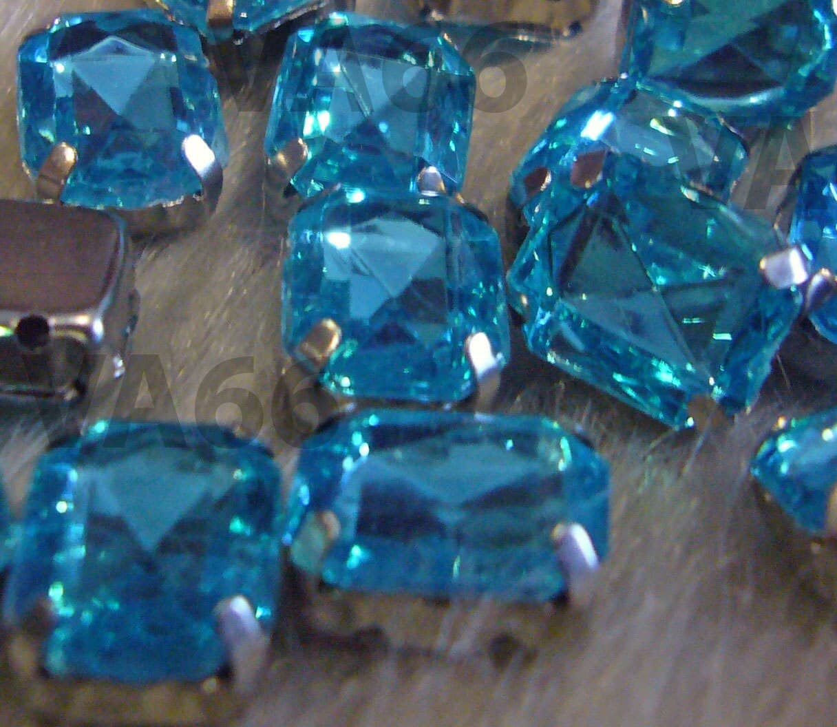 Sew On Rhinestones Crystal Aquamarine Blue DIY Emerald Princess Cut Rectangle 8mm x 10mm 4 hole Montee Acrylic Pronged Flat Back Beads