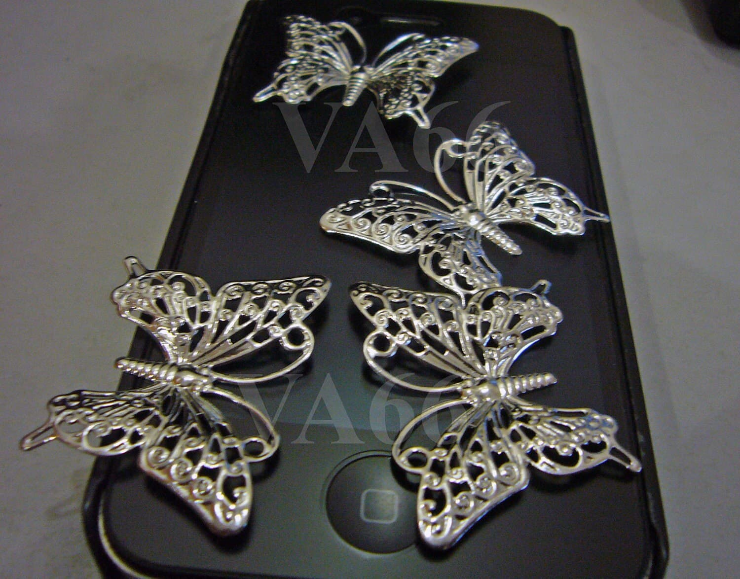 DIY Silver Filigree Lace Butterfly Chanderlier Extension Earrings Necklace Parts 4p Findings Jewelry Making Parts Accessories, Bead Spacers - image 4