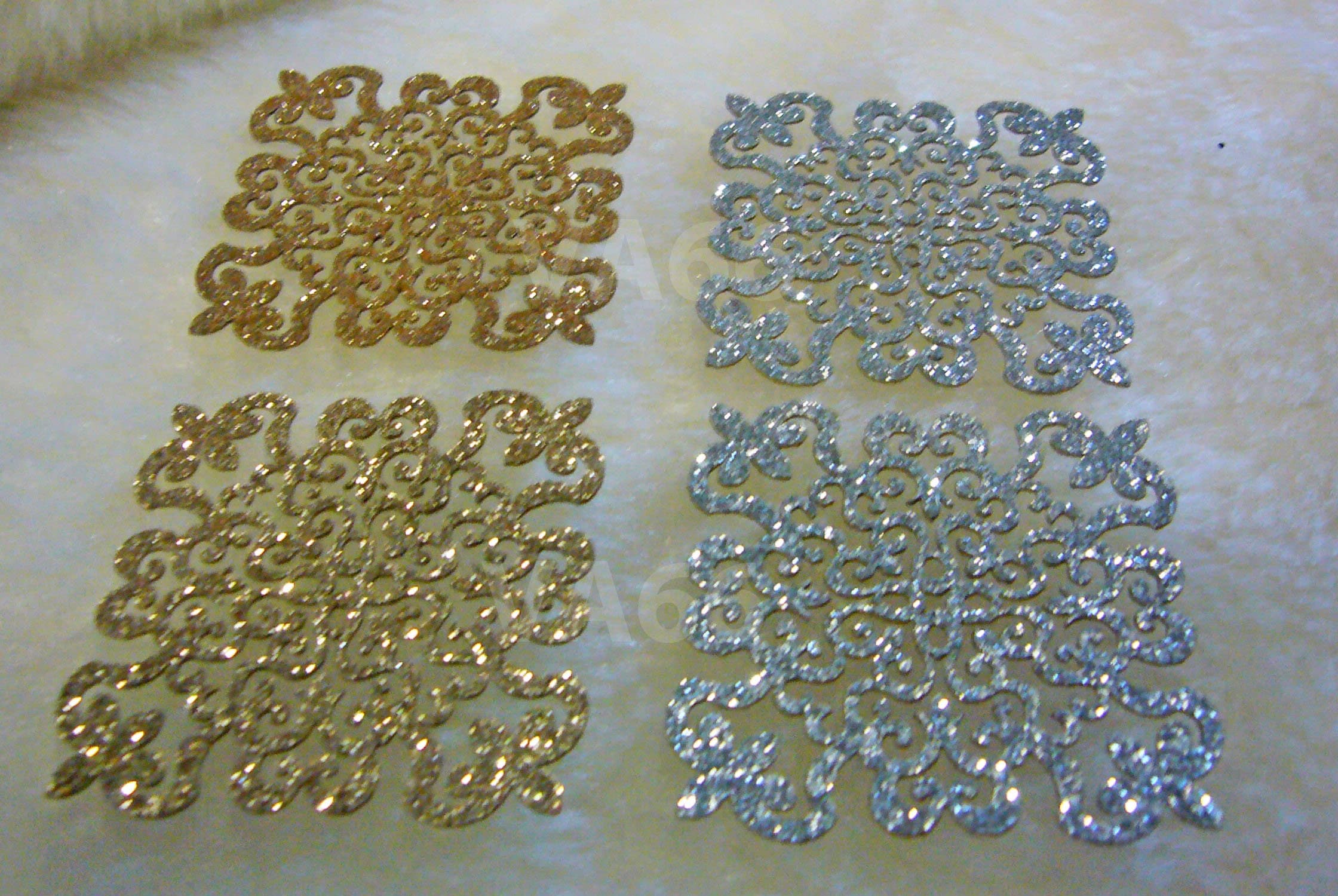 5p Glitter Gold n Silver Iron On Patch Applique Dokoh Filigree Royal Crown Lace Motif Heat Transfer Decals Stickers Embellishment GS012 - image 4