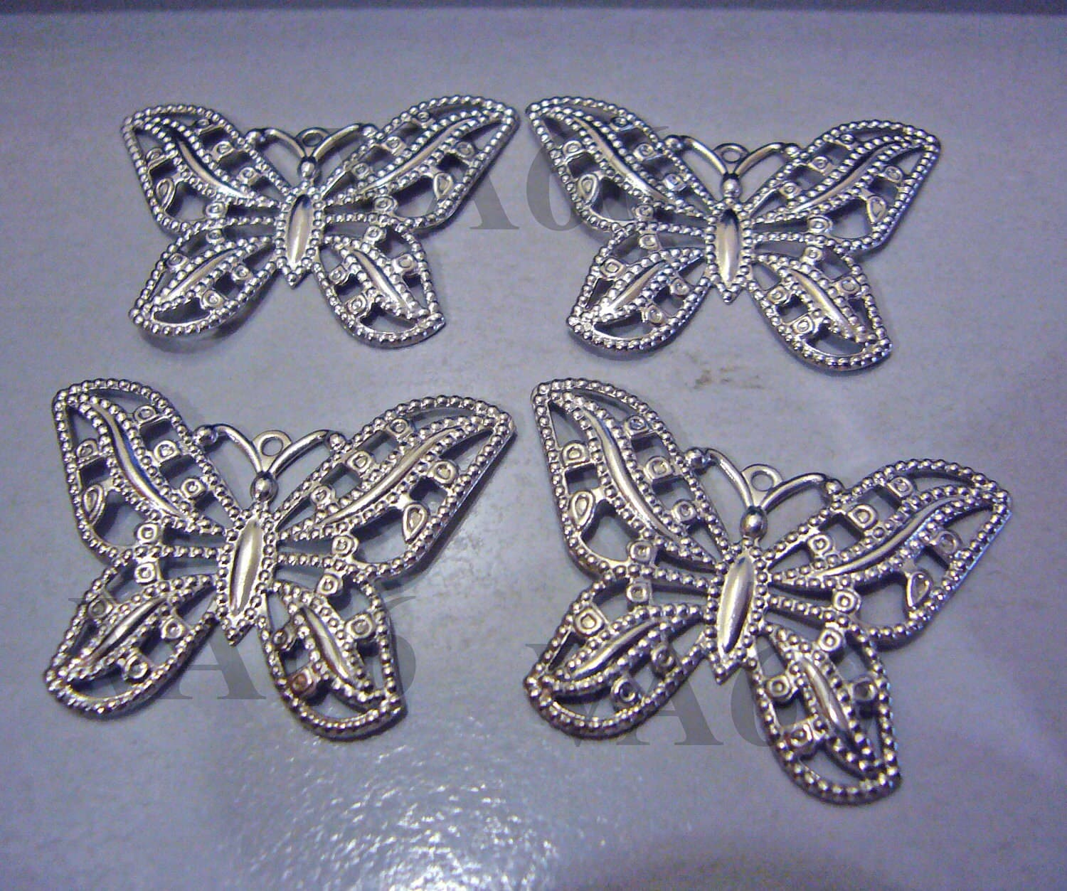 DIY Butterfly Medium 24mm x 34mm Silver Filigree 4pcs Lace Wrap Vintage Extension Chandelier Earrings Necklace Parts Findings Jewelry Making - image 3