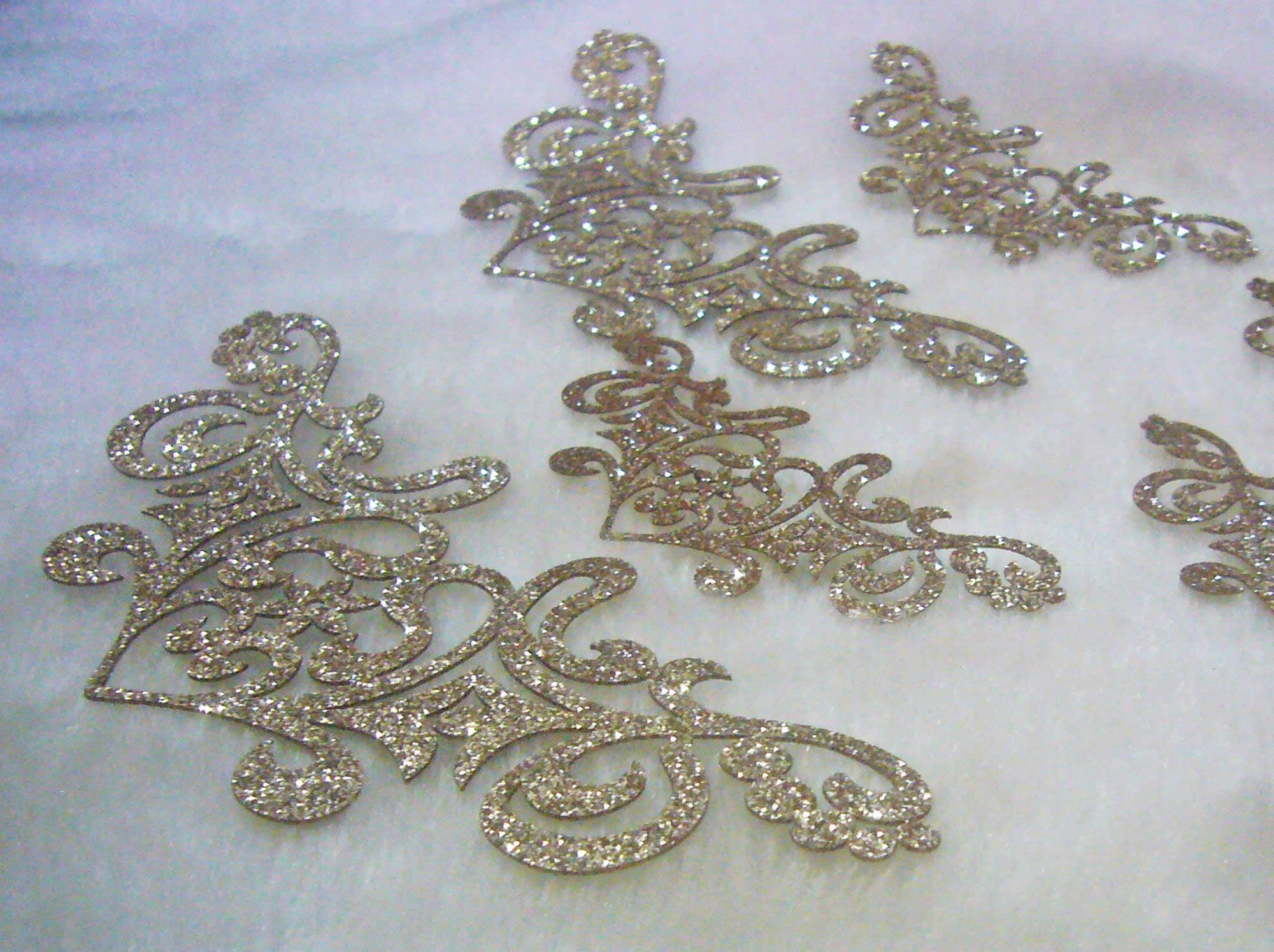 4p Glitter Rose Gold Corner Edge Iron On Patch Applique Dokoh Vintage Look Lace Motif Heat Transfer Decals Stickers Embellishment Sewing - image 3