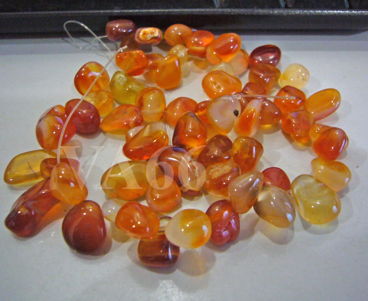 DIY 16 Inches Orange Red Agate Gemstone FLAT Water Drop Shape Large Size Chips Genuine Gemstones Gems Loose Beads Jewelry Making - image 3