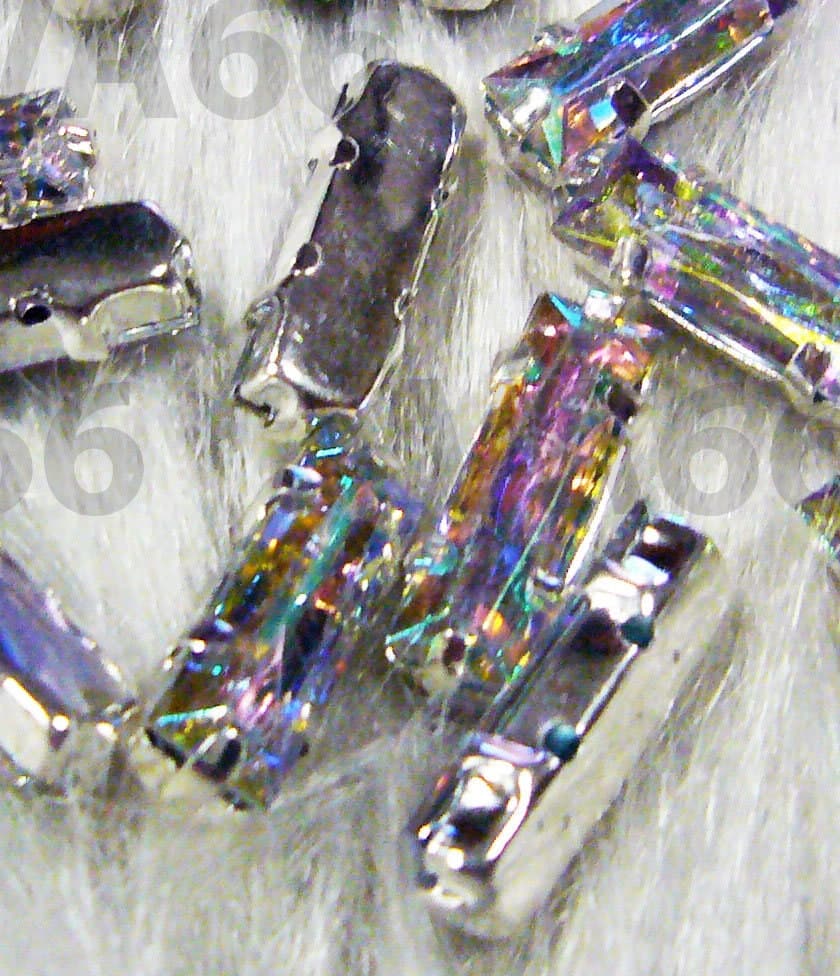 DIY Crystal AB Oblong Rectangle 5mm x 15mm Sew On Rhinestones 4 hole Montees 20p Acrylic Pronged Diamantes Flat Back Beads Dress Making