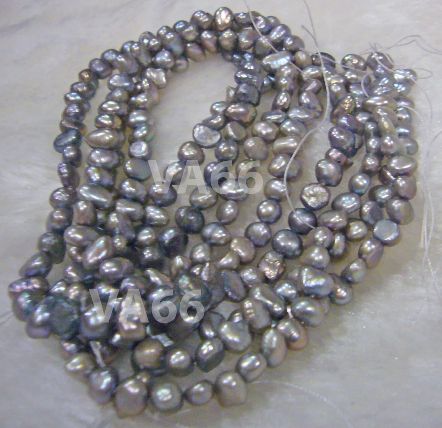 DIY AA Potato Round Pearl Fresh Water Pearls 14" strand Loose Beads Light Grey Rainbow Hues 5/6mm PS056 Jewelry Making Natural Pearl Bead - image 3