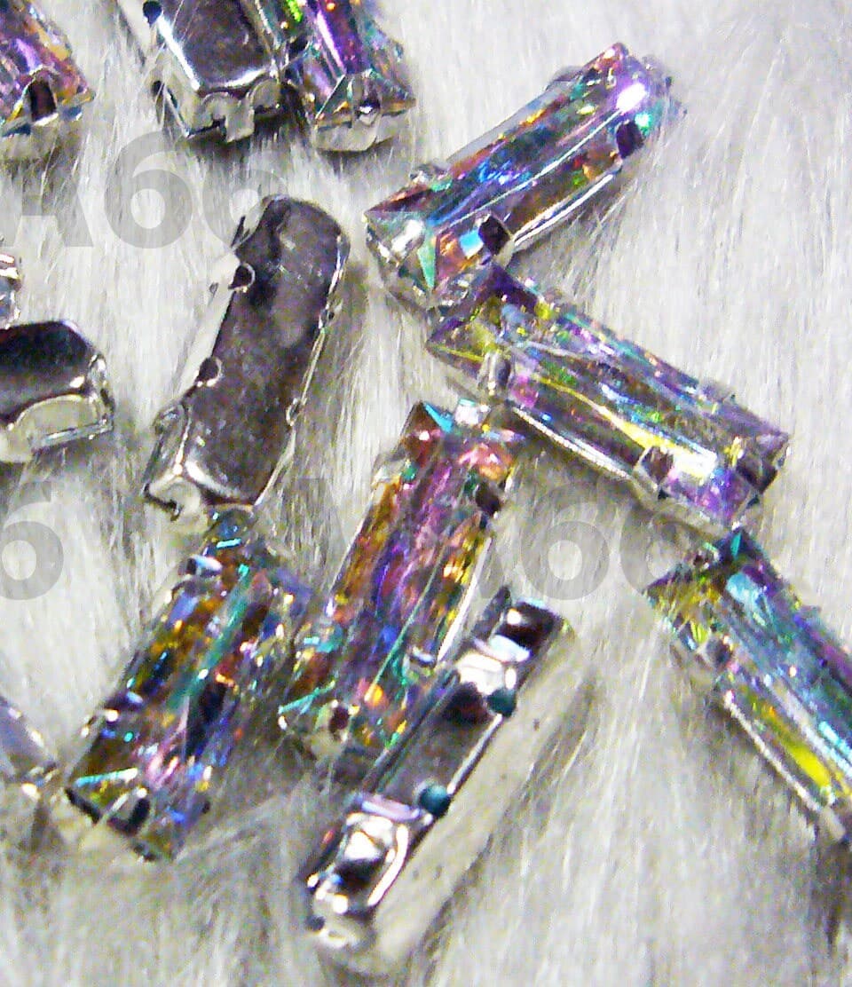 DIY Crystal AB Oblong Rectangle 5mm x 15mm Sew On Rhinestones 4 hole Montees 20p Acrylic Pronged Diamantes Flat Back Beads Dress Making - image 3