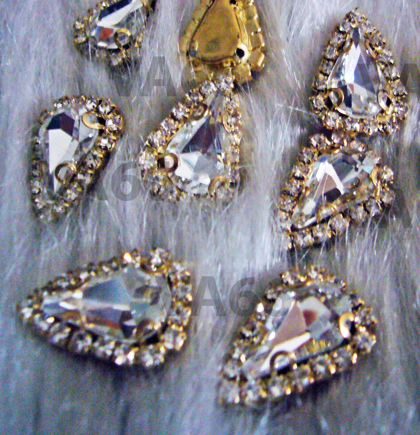 Teardrop Sew On Rhinestones Crystal Clear 13mm x 18mm DIY 4 hole Gold Montee Faceted 8pc Button Rhinestone Beads sewing  jewelry Findings - image 3