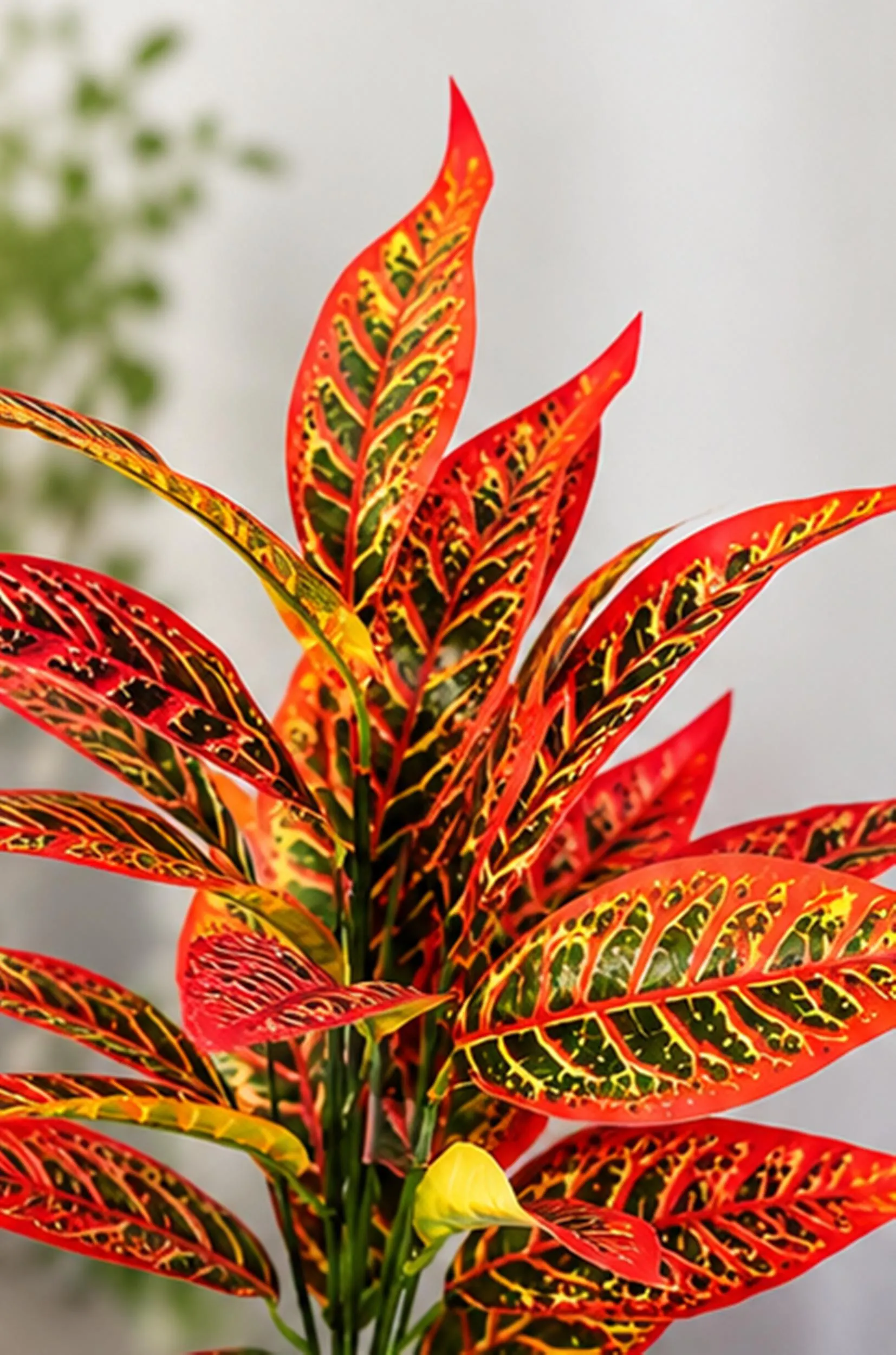 Large Artificial Red Croton Tree Without vase, Fake Tropical Foliage, Home Office Decor - image 3