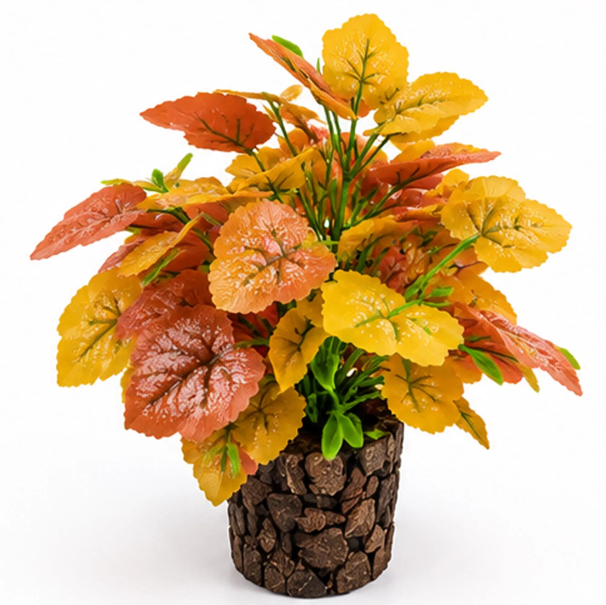 Artificial Coleus Plant in Rustic Pot, Faux Colorful Foliage Plant, Home Office Decoration
