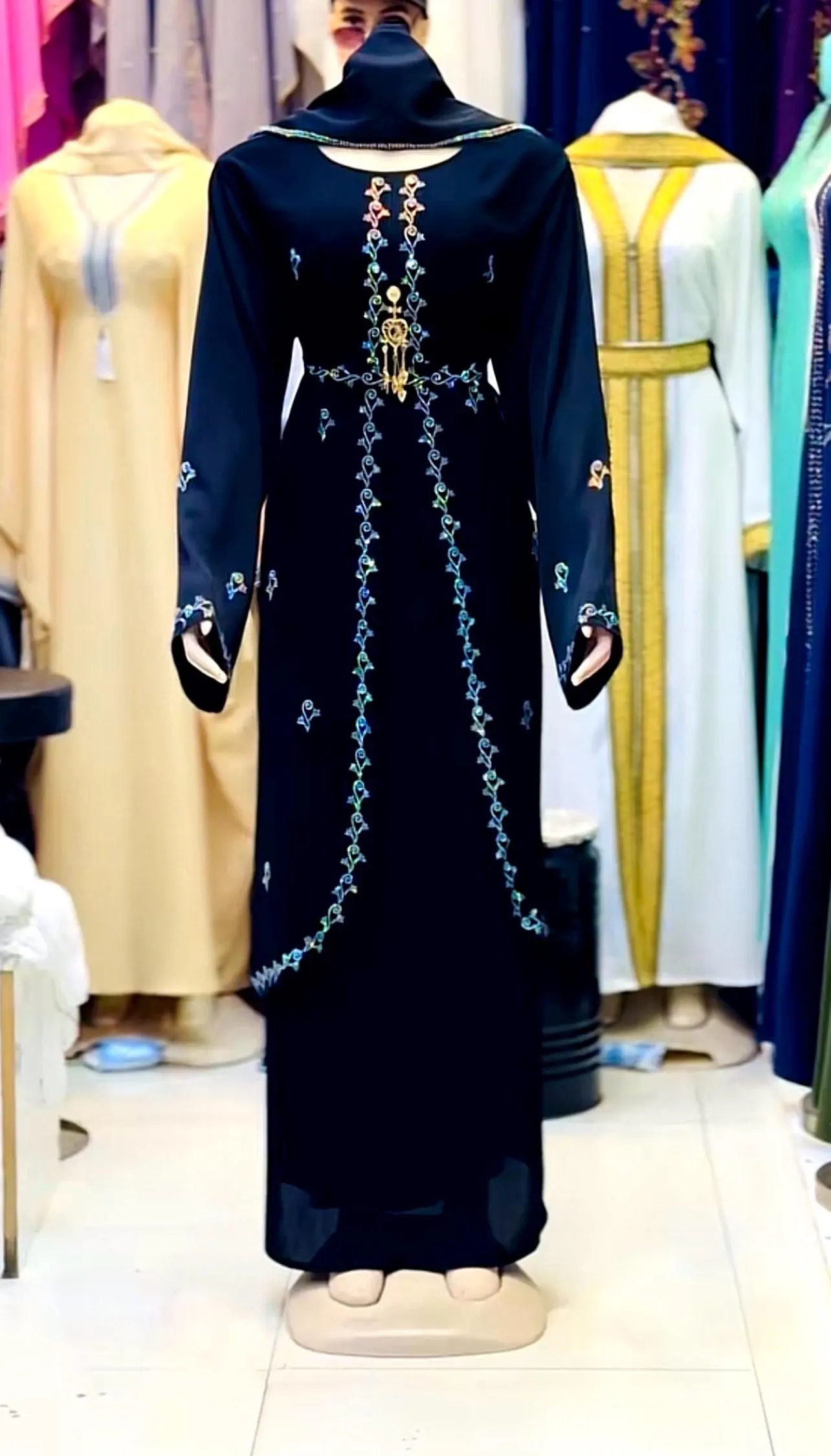 Black Embroidered Abaya for Eid | Elegant Islamic Dress | Floral Embroidery Abaya | Modest Muslim Outfit