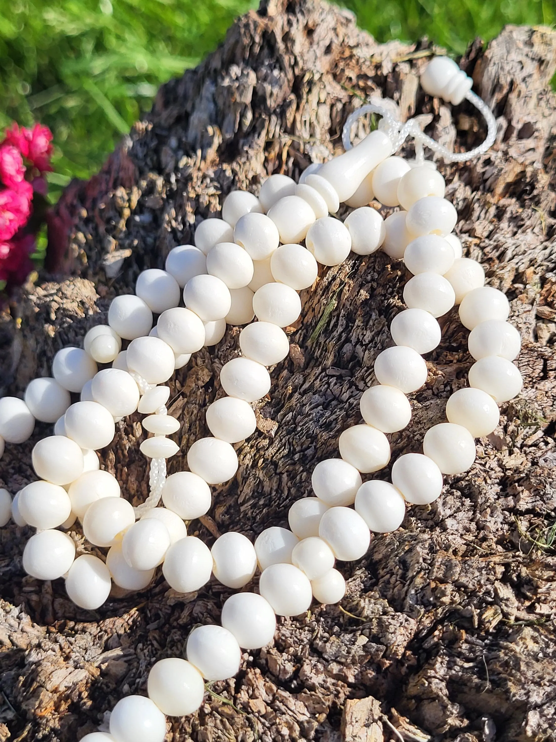 Real Camel Bone Tasbih 99 Beads, White Misbaha Dhikr, Islamic Prayer Beads - image 4