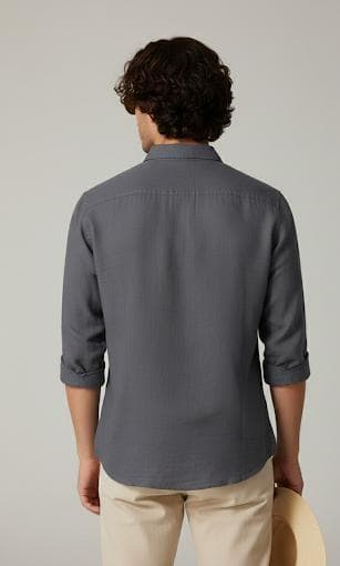 Men's Gray Cotton Linen Shirt | Casual Long Sleeve Outfit - image 4