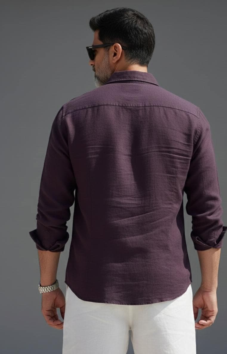 Men's Light Purple Cotton Linen Shirt | Casual Long Sleeve Outfit - image 4