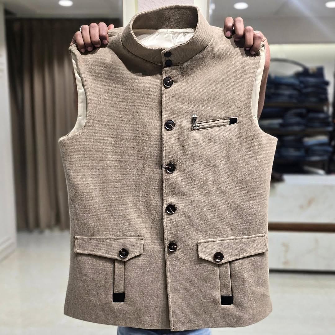 Men's Velvet Nehru Waistcoat | Formal Winter Vest - image 3