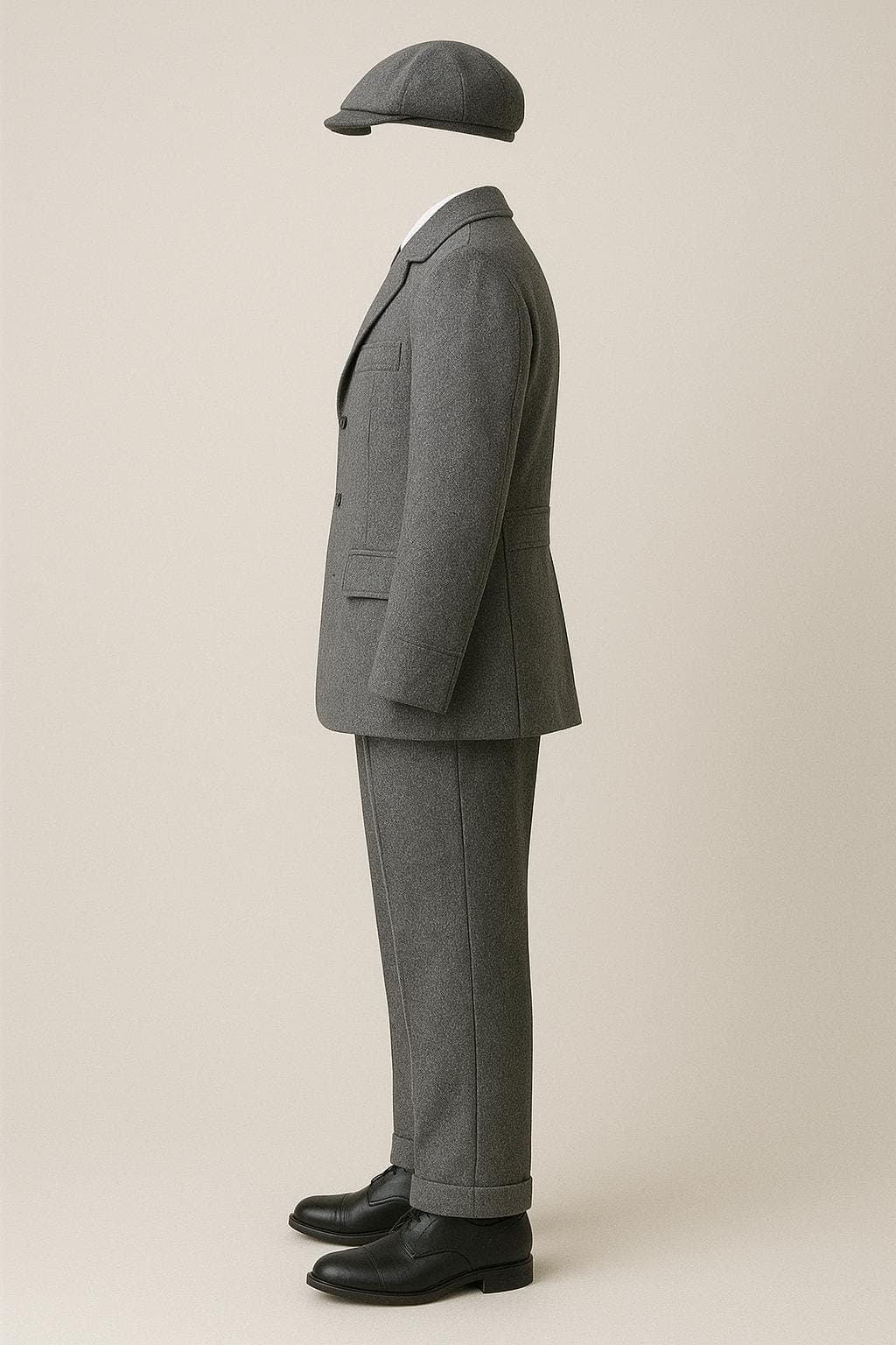 Men's Vintage 2-Piece Wool Suit: Charcoal Gray Blazer & Trousers - image 3