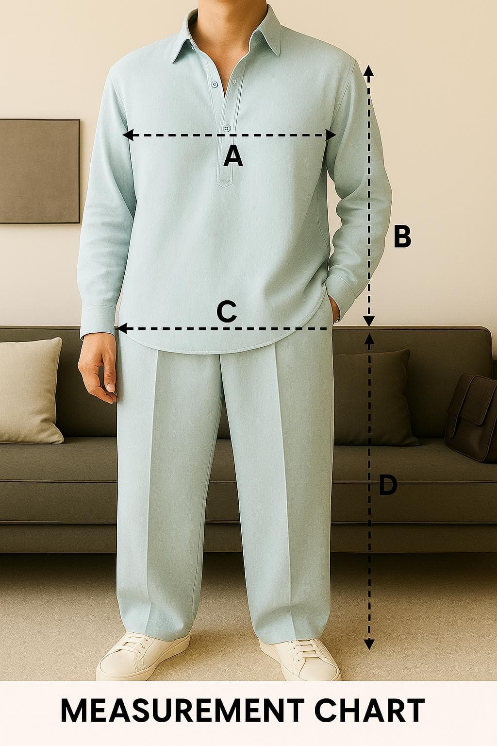 Men's Light Blue Cotton Kurta Pant Set: Relaxed Fit Resort Wear - image 4