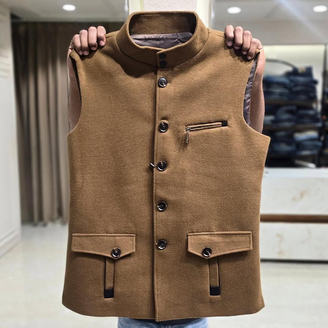 Men's Velvet Nehru Waistcoat | Formal Winter Vest - image 4