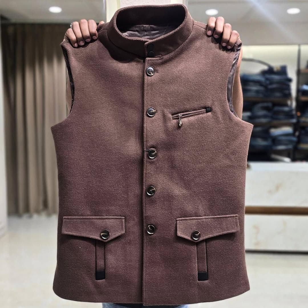 Men's Velvet Nehru Waistcoat | Formal Winter Vest