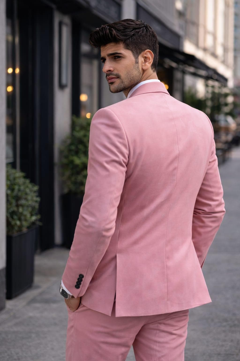 Men's Pink Double-Breasted Slim Fit Suit | Formal Wedding Party Wear (Custom Size) - image 5