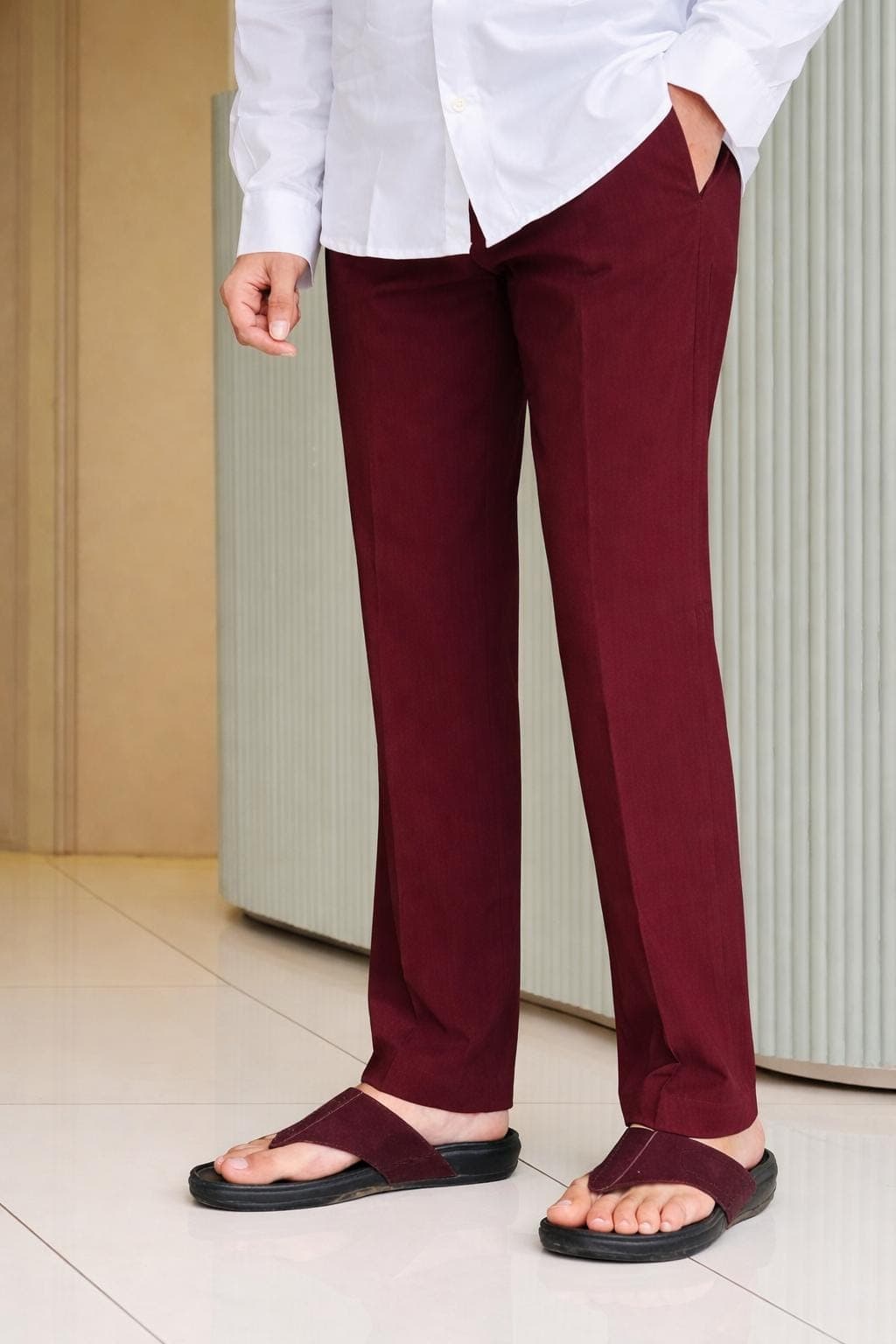 Men's Camel Brown Straight Fit Trousers | Minimalist Casual Everyday Wear - image 3