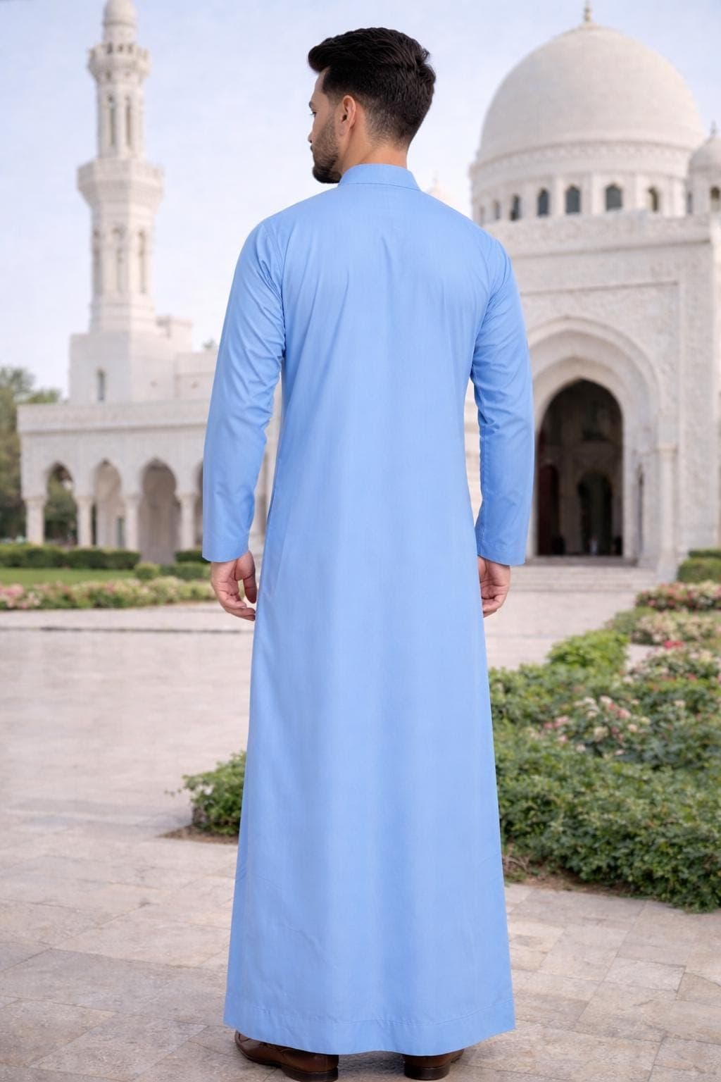 Sky Blue Men’s Thobe | Islamic Wear | Long Kurta for Men | Ramadan & Eid Outfit - image 4
