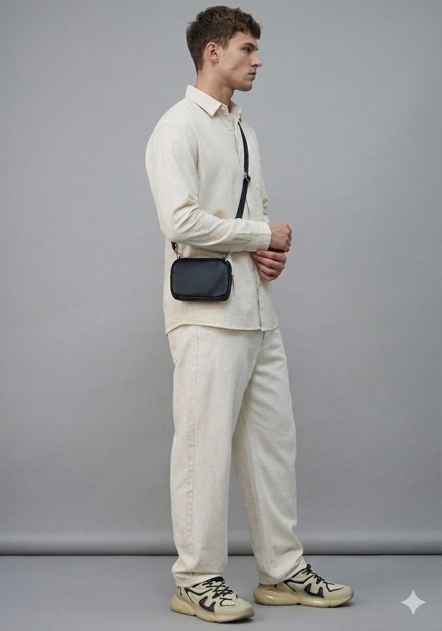 Men's Cream Linen Shirt & Trouser Set | Minimalist Summer Outfit - image 3