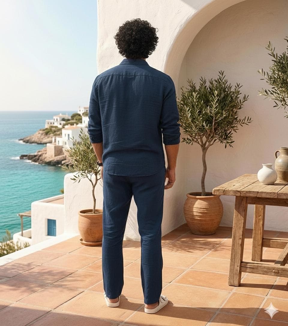 Men's Navy Blue Shirt & Trouser Set | Minimalist Summer Outfit - image 4