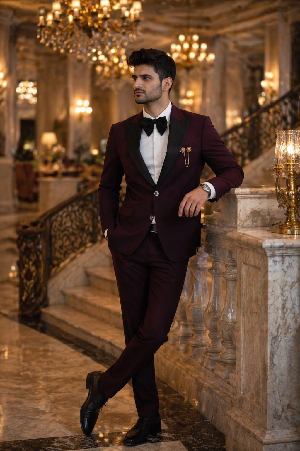 Men's Wine Tuxedo Suit | Burgundy Wedding Formal Blazer Set, Evening Wear - image 4