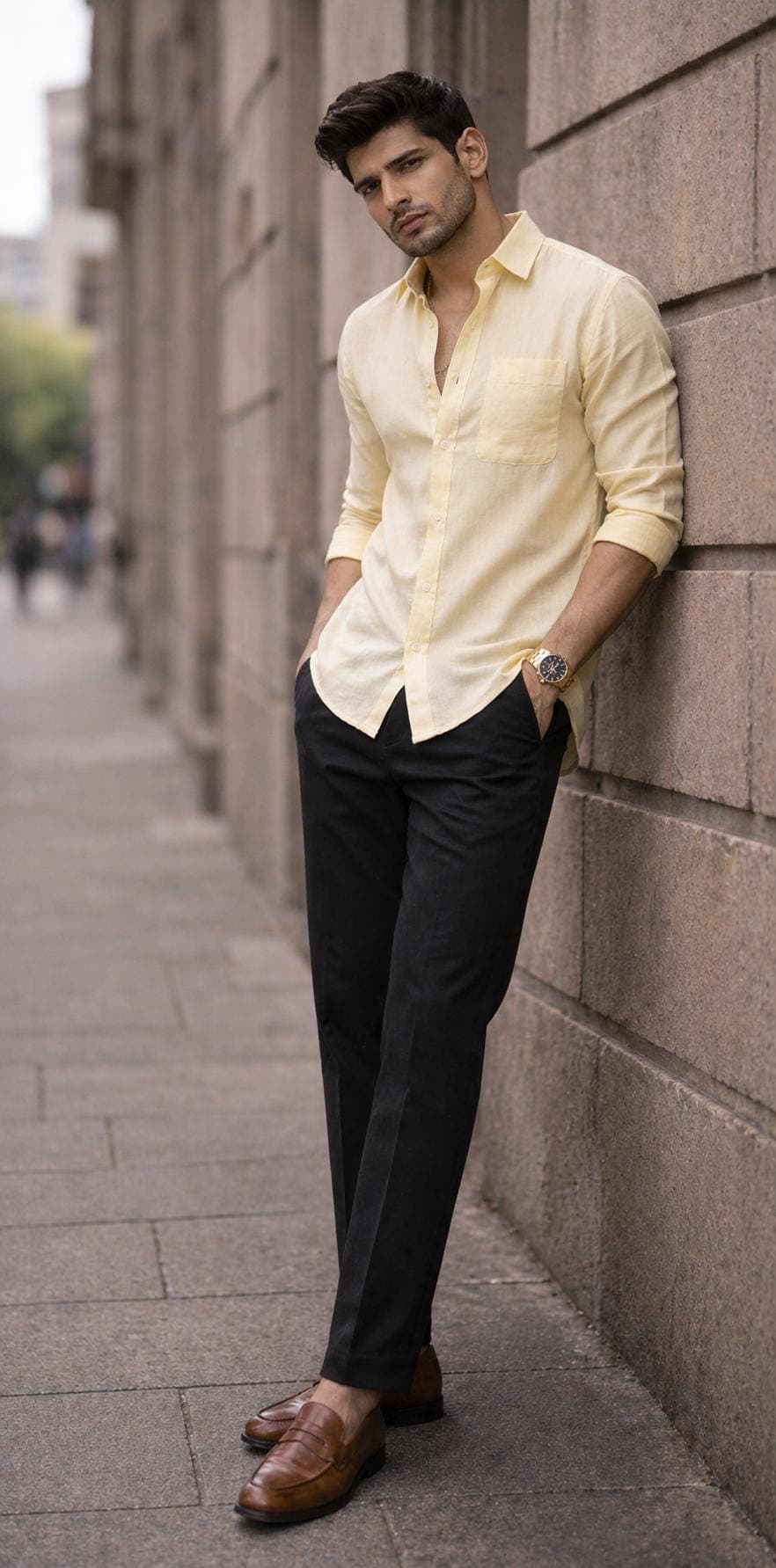 Men's Light Yellow Linen Shirt | Summer Casual Button Down, Breathable Fit - image 5