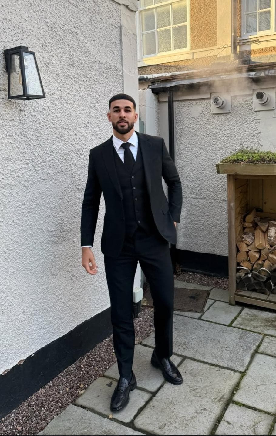 Men's Black Terry Rayon 3-Piece Suit | Slim Fit Wedding Outfit