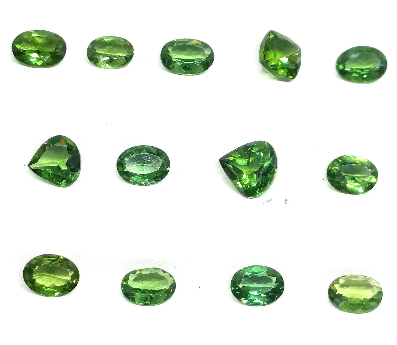 Green Apatite Gemstone Lot: Oval Pear Faceted Stones - image 4