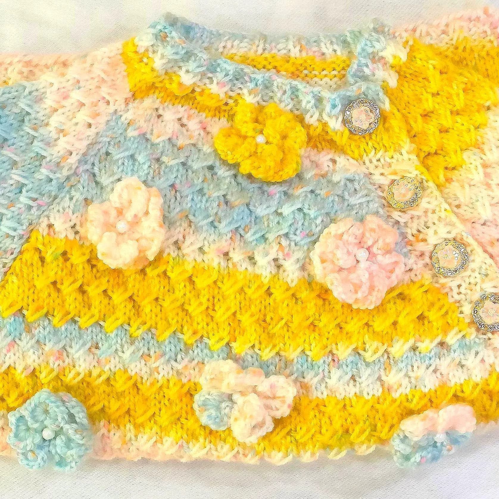 Handmade Knit Kids Cardigan | Floral Knit Sweater, Custom Fit - image 4
