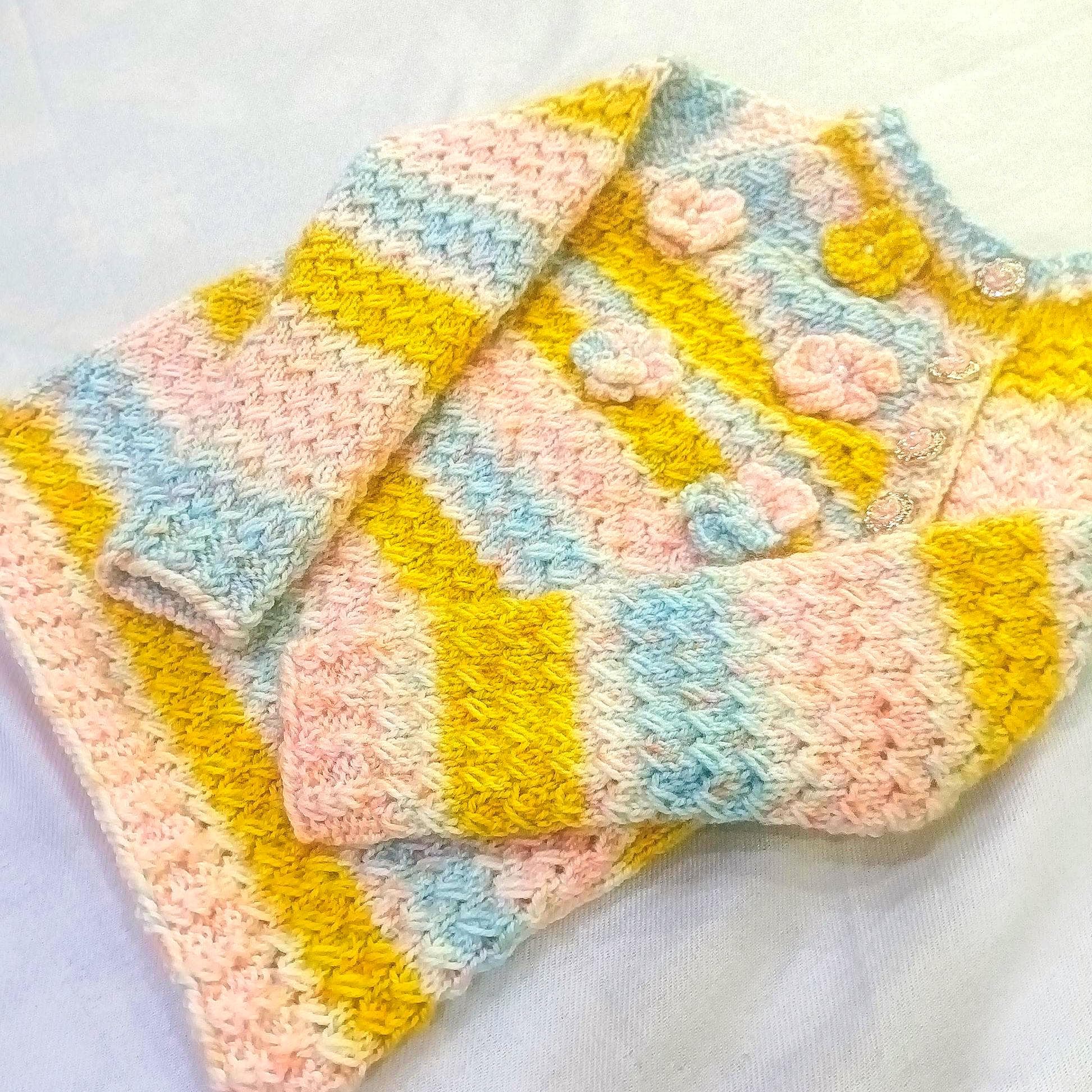 Handmade Knit Kids Cardigan | Floral Knit Sweater, Custom Fit