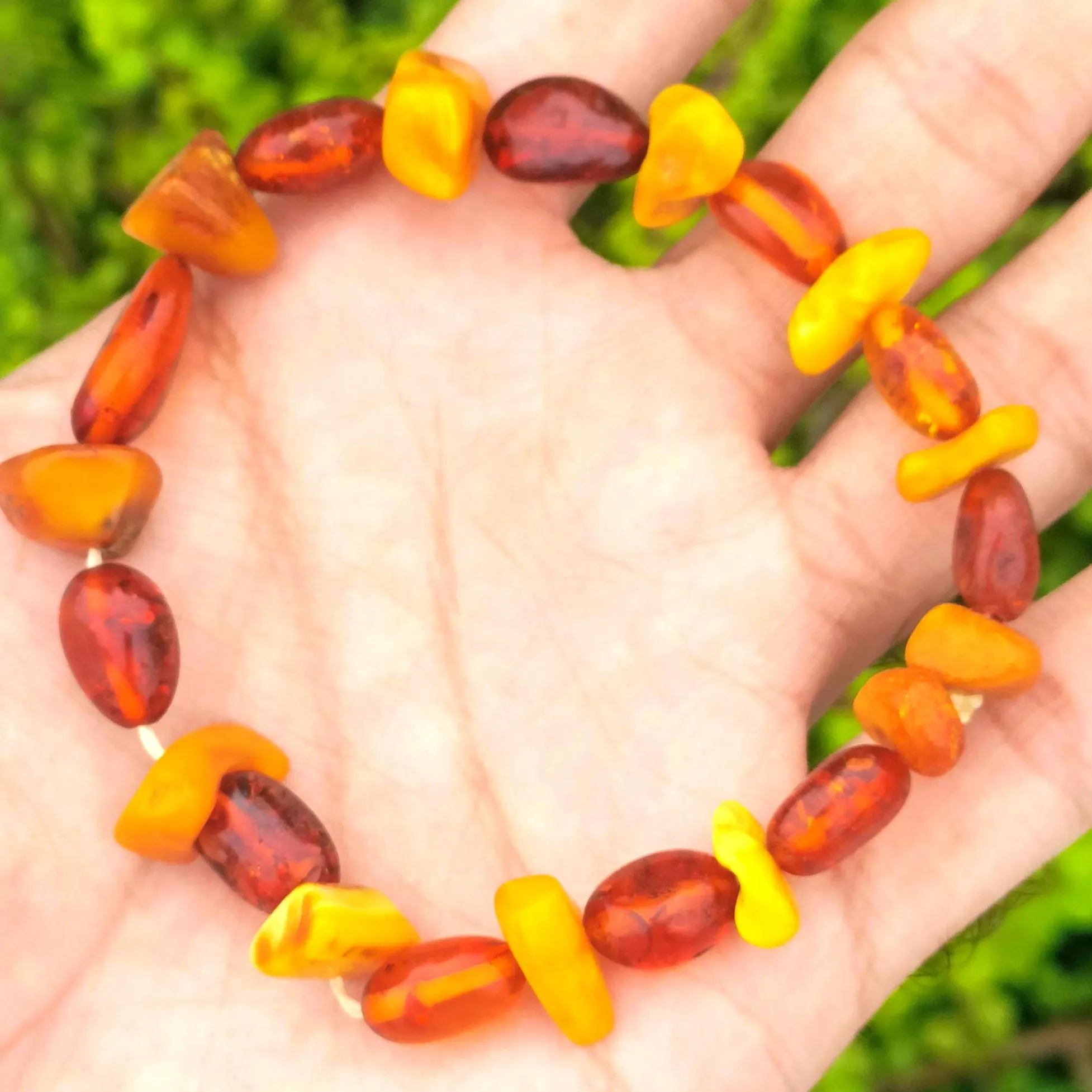 Baltic Amber Bracelet: Golden Honey Freeform Beads, 50 Carat