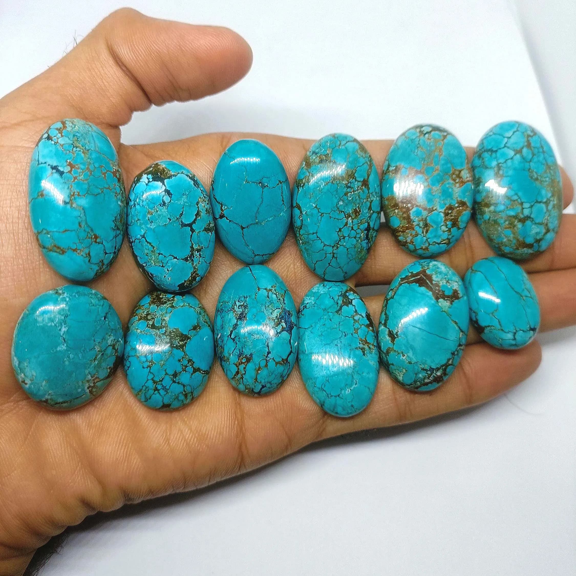 Blue Magnesite Cabochon Lot: Oval Gemstones for Jewelry Making