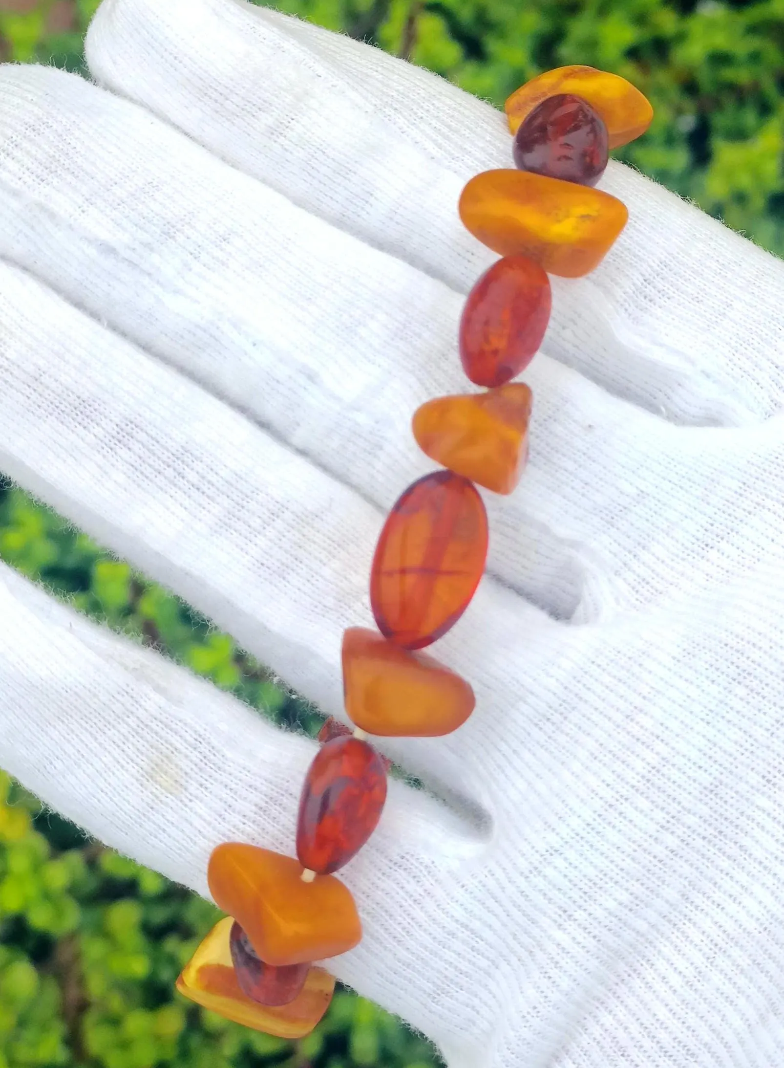 Baltic Amber Bracelet: Golden Honey Freeform Beads, 50 Carat - image 5