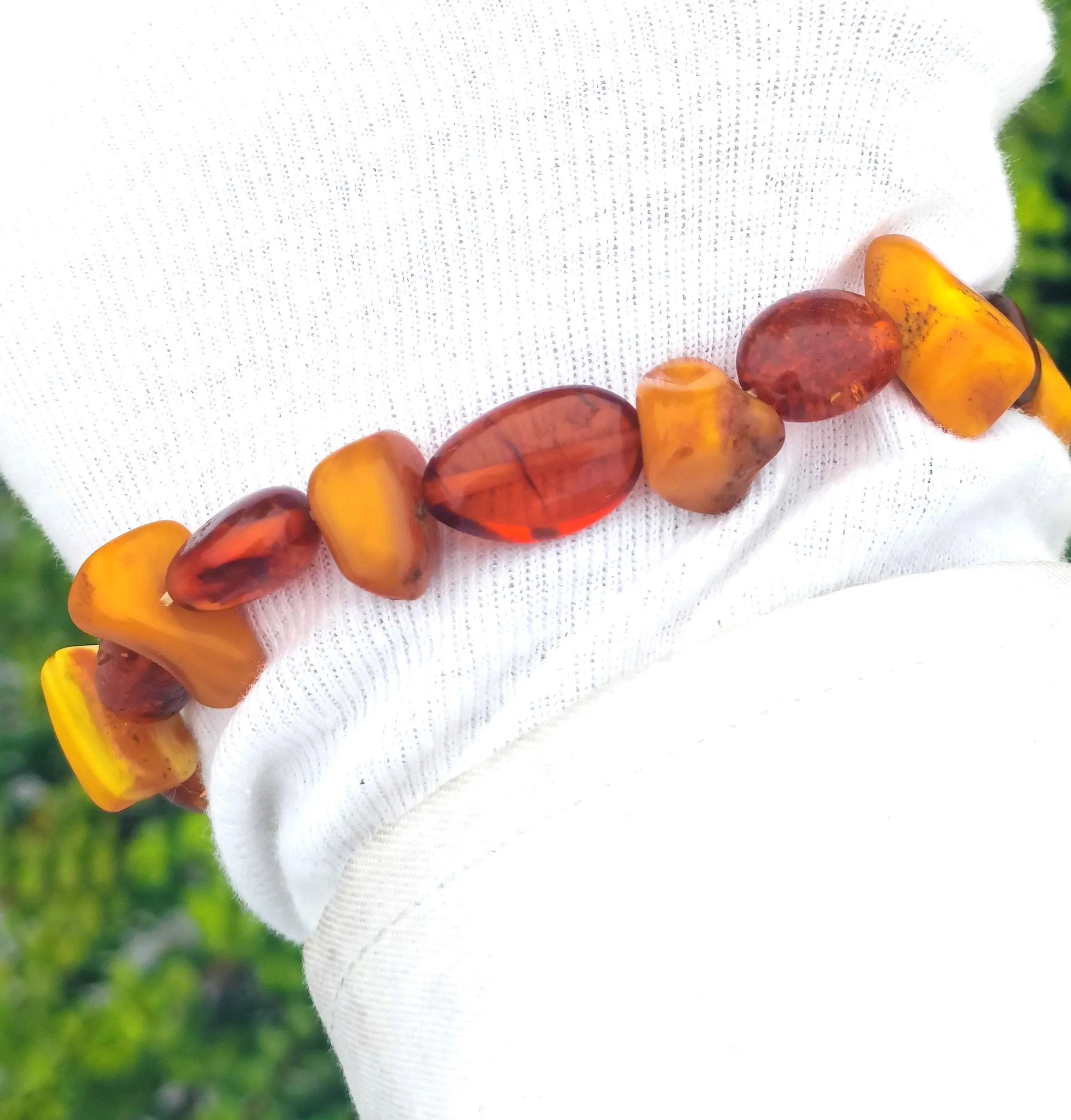 Baltic Amber Bracelet: Golden Honey Freeform Beads, 50 Carat - image 3