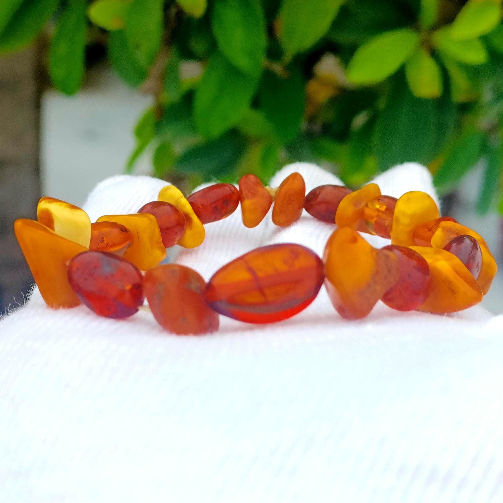 Baltic Amber Bracelet: Golden Honey Freeform Beads, 50 Carat - image 4