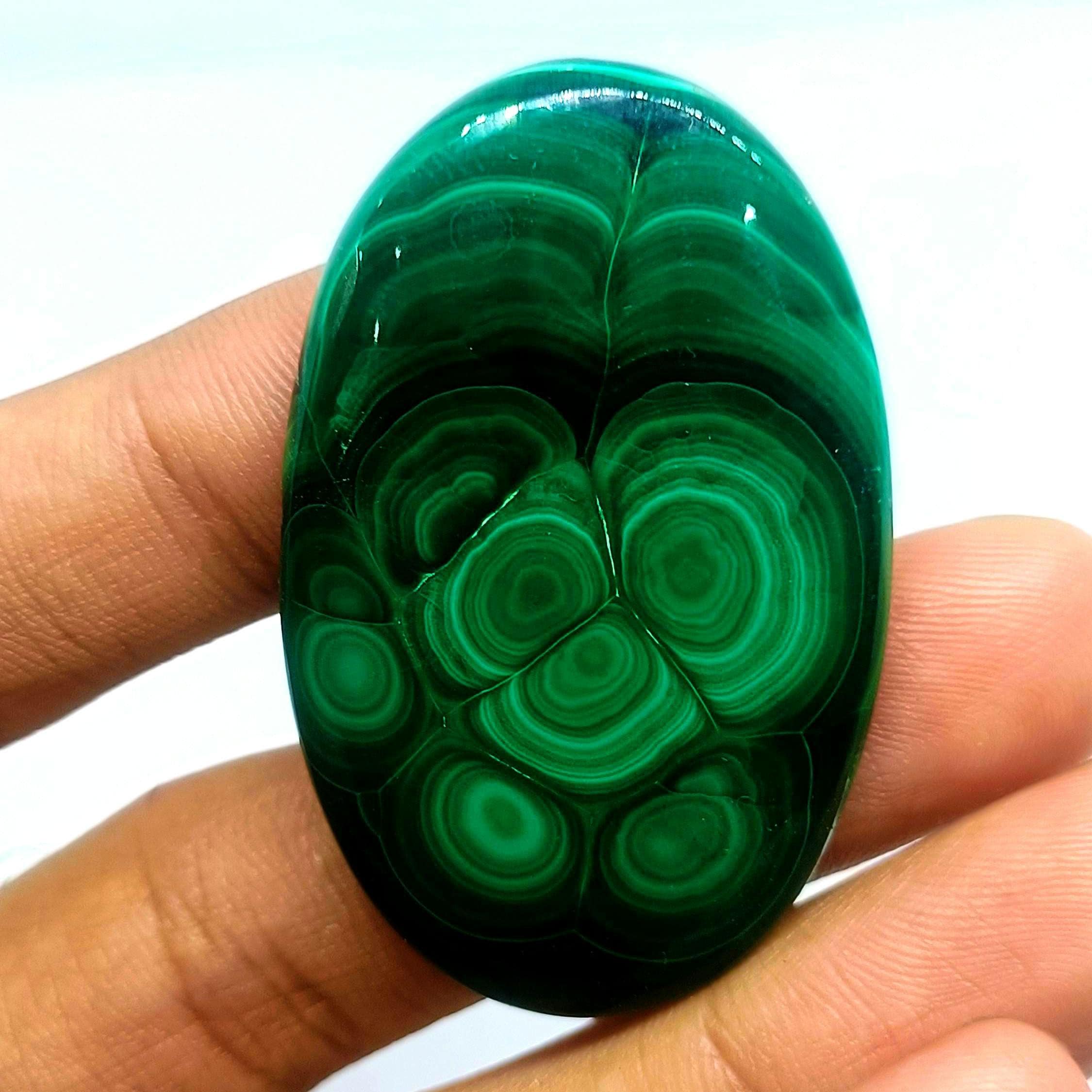 Polished Malachite Cabochon: 85 Carats, Green Crystal Healing Stone